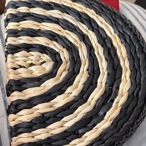 Charming Charlie Black and Tan Woven Clutch